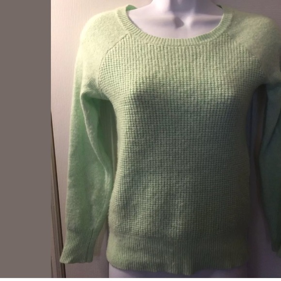 J. CREW Warmspun Waffle Knit Sweater Mint Green Aqua Knit Pullover Textured Crew - Picture 3 of 13